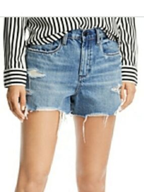 BlankNYC The Barrow Vintage High-Rise Distressed Denim Shorts. Size: 28 Waist 30